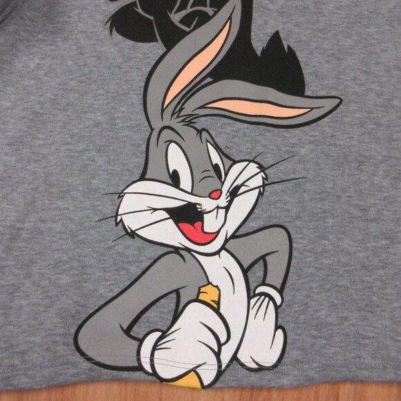 LOONEY TOONS Warner Bros Cropped Hoodie Sweatshirt Juniors XS 1 Bugs Tweety NWT - Picture 3 of 12